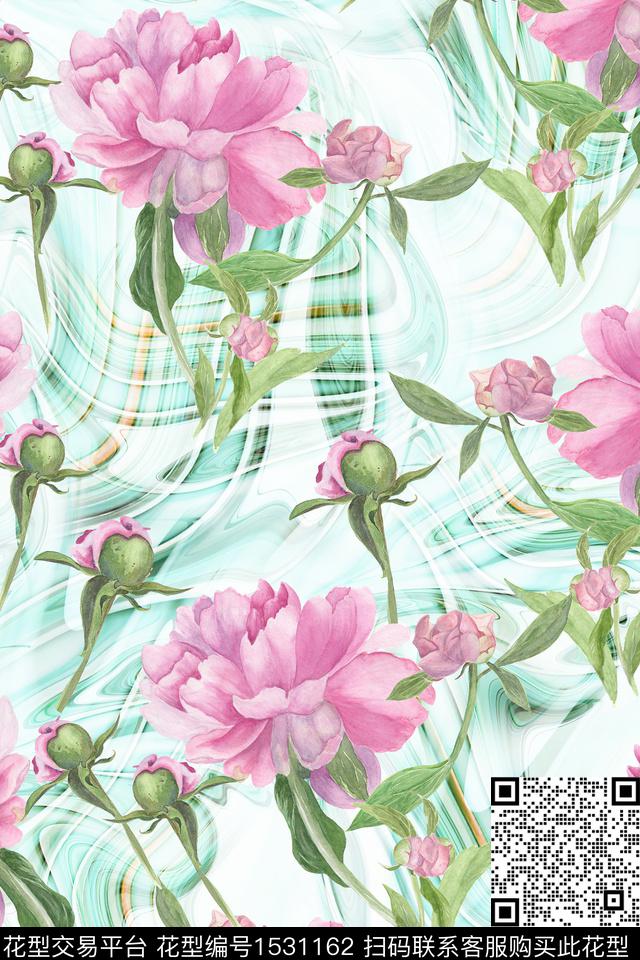 大花底纹花卉数码印花华亿平台下载（图片编号: 1531162） - 瓦栏（Walan）