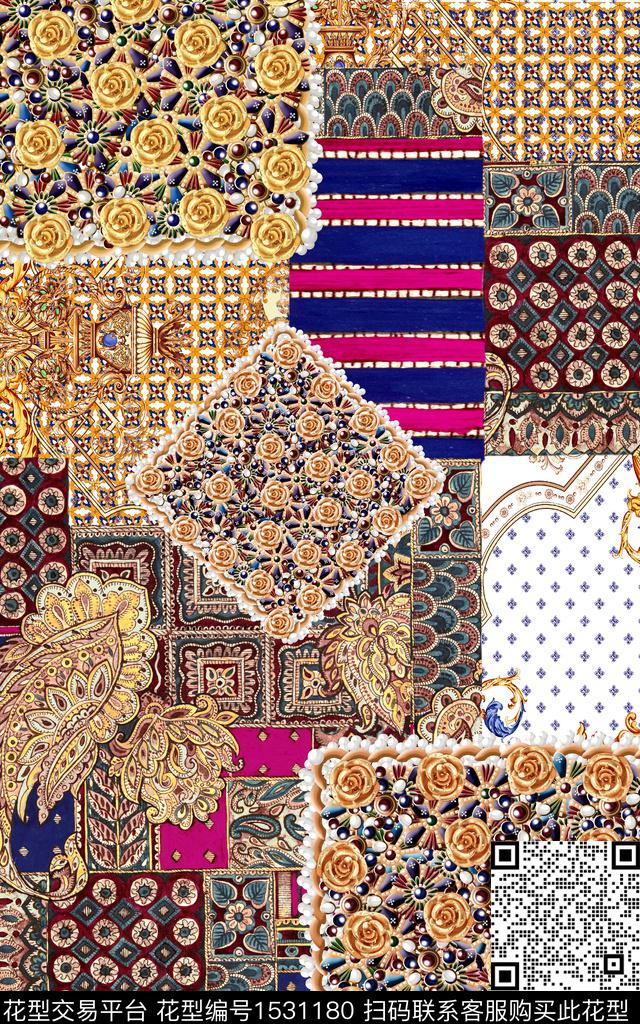 佩斯利宫廷风花卉数码印花华亿平台下载（图片编号: 1531180） - 瓦栏（Walan）
