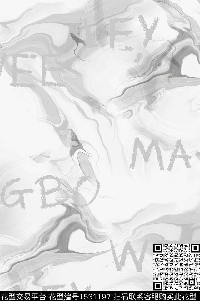 字母大牌男装抽象男装数码印花华亿平台下载（图片编号: 1531197） - 瓦栏（Walan）