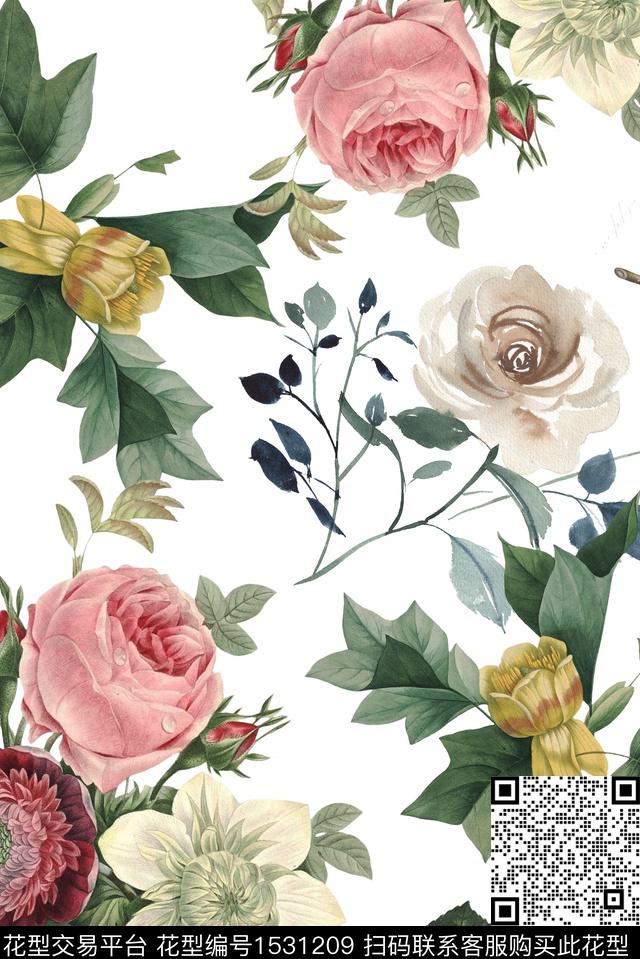 绿植树叶花卉数码华亿平台数码印花华亿平台下载（图片编号: 1531209） - 瓦栏（Walan）