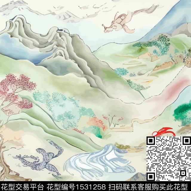 艺术定位花数码华亿平台数码印花华亿平台下载（图片编号: 1531258） - 瓦栏（Walan）