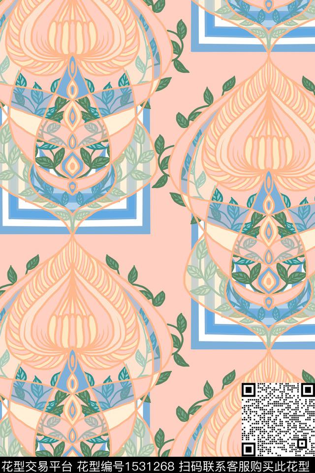 几何装饰纹样淑女数码印花华亿平台下载（图片编号: 1531268） - 瓦栏（Walan）