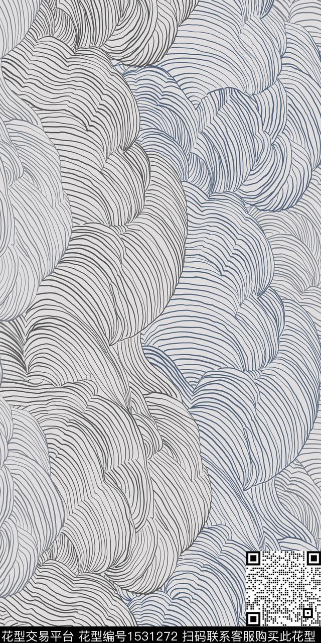 抽象线条线条画数码印花华亿平台下载（图片编号: 1531272） - 瓦栏（Walan）