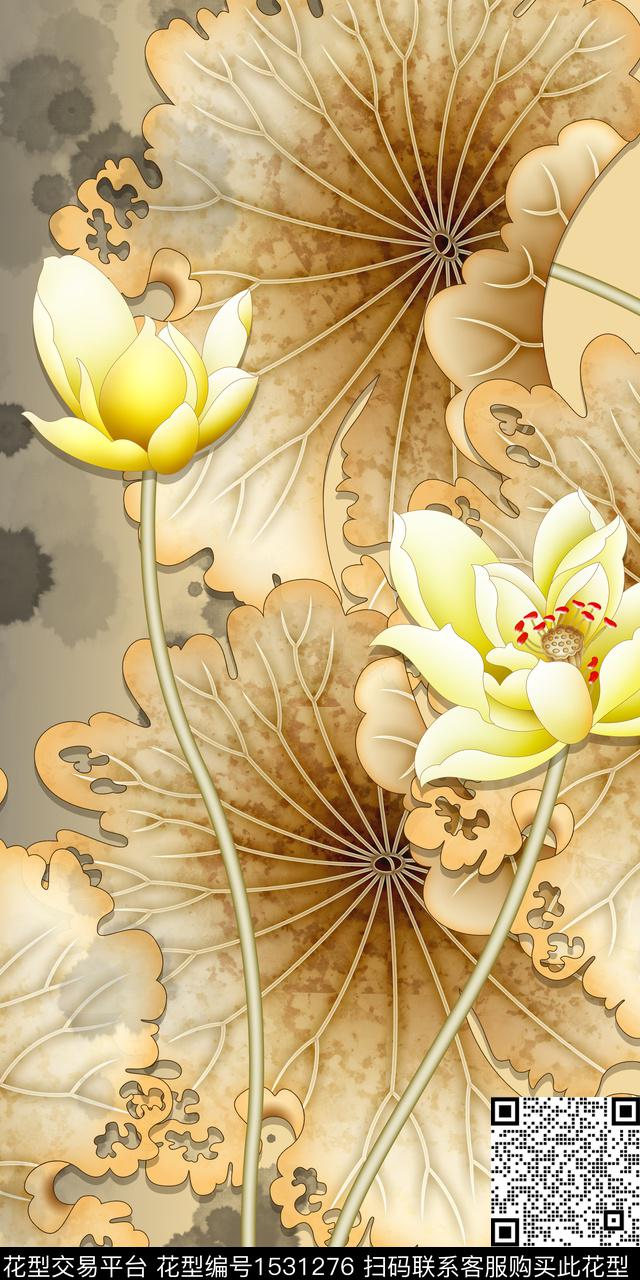 真丝大花定位花数码印花华亿平台下载（图片编号: 1531276） - 瓦栏（Walan）