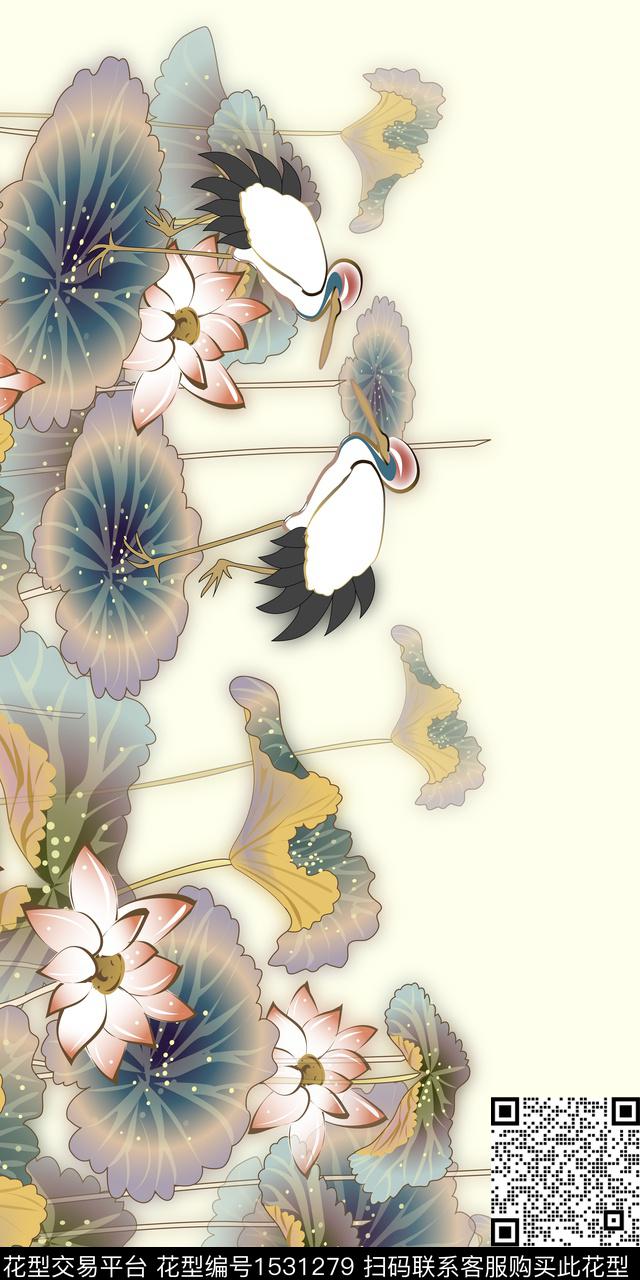 真丝大花定位花数码印花华亿平台下载（图片编号: 1531279） - 瓦栏（Walan）