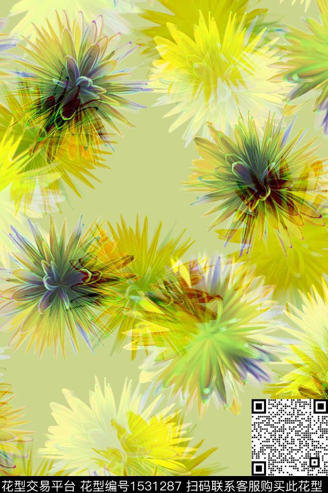 大花春夏华亿平台花卉数码印花华亿平台下载（图片编号: 1531287） - 瓦栏（Walan）