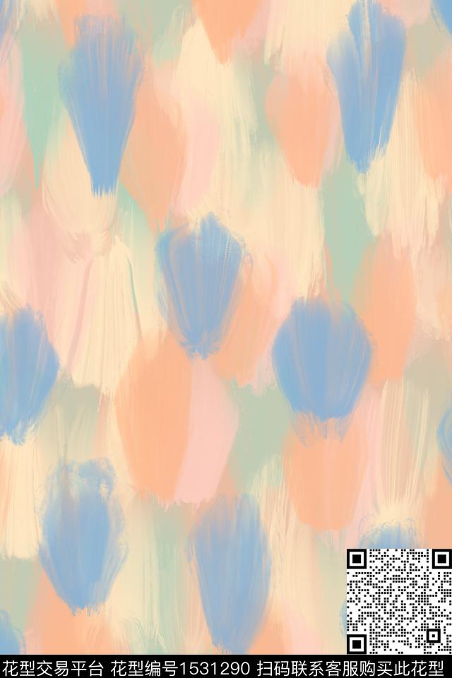 小清新笔触淑女数码印花华亿平台下载（图片编号: 1531290） - 瓦栏（Walan）