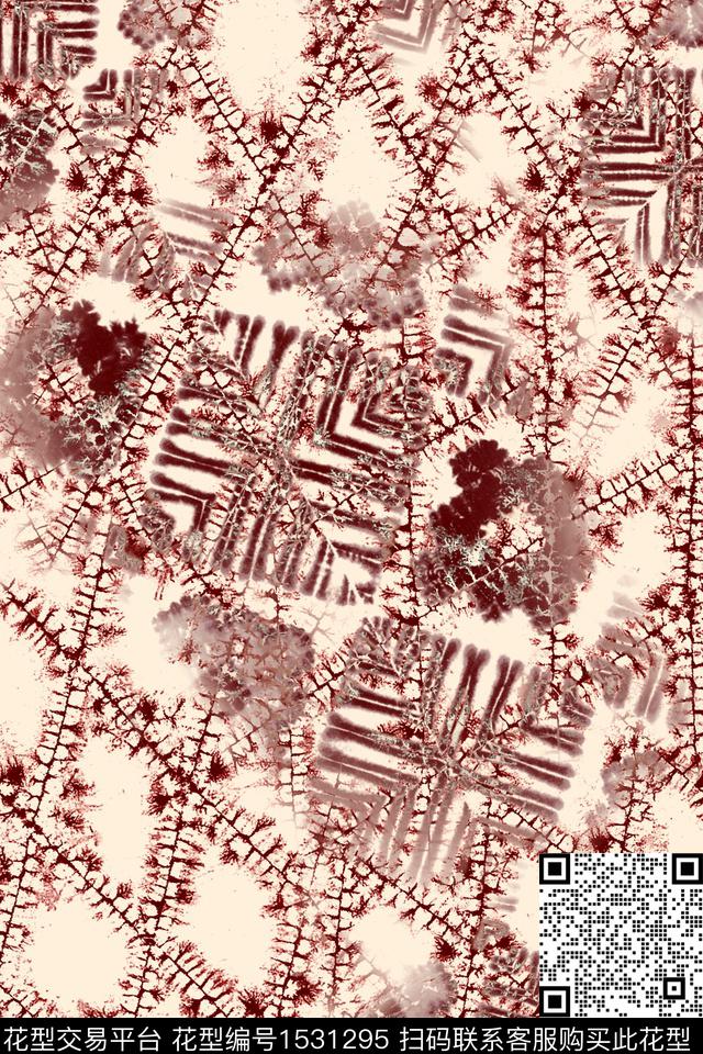 水彩抽象数码华亿平台数码印花华亿平台下载（图片编号: 1531295） - 瓦栏（Walan）