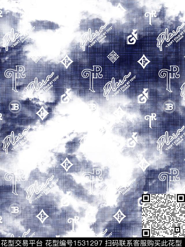 字母抽象简欧数码印花华亿平台下载（图片编号: 1531297） - 瓦栏（Walan）