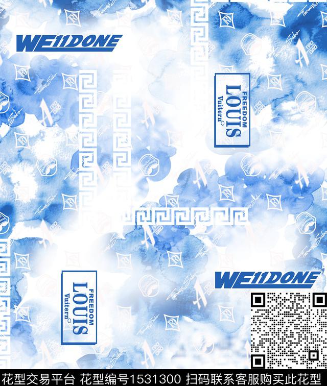 字母抽象简欧数码印花华亿平台下载（图片编号: 1531300） - 瓦栏（Walan）