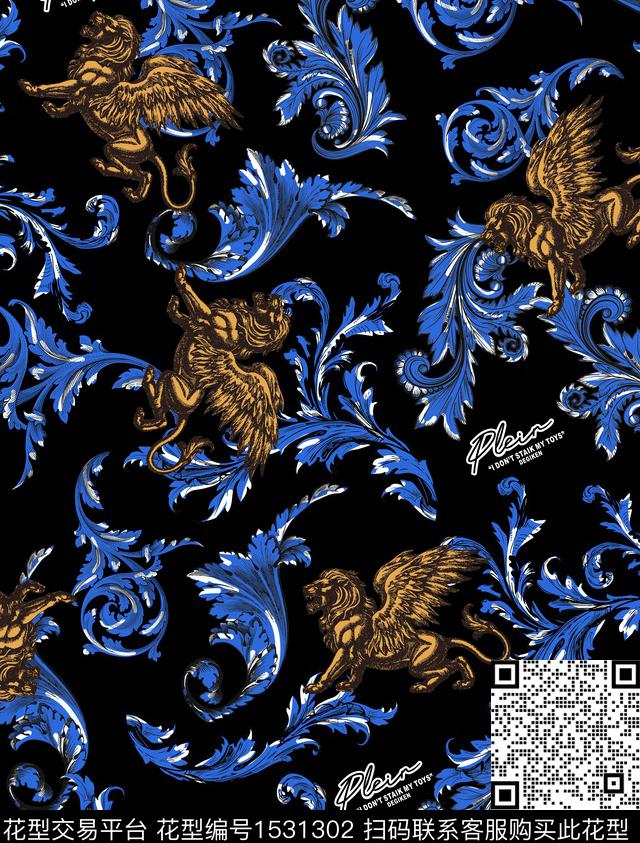 宫廷风简欧男装满版花传统印花华亿平台下载（图片编号: 1531302） - 瓦栏（Walan）