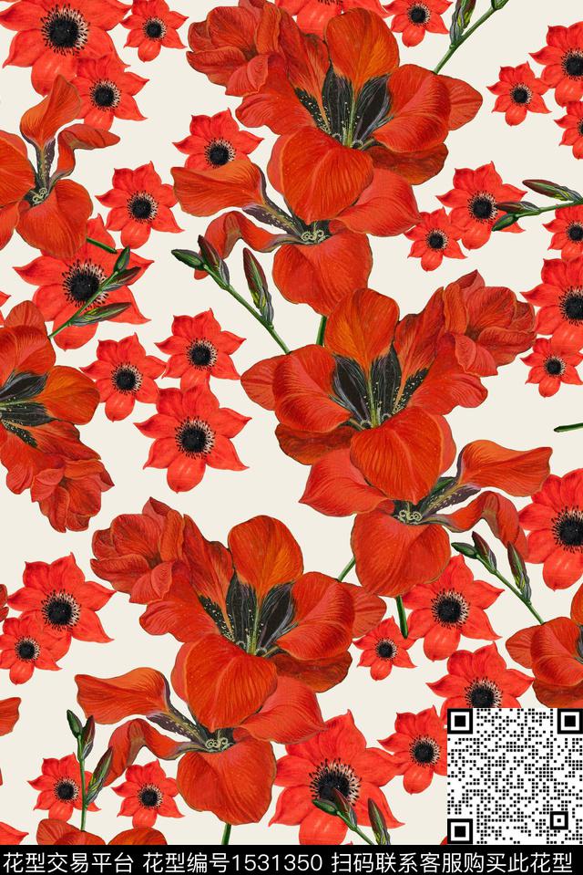 绿植树叶花卉数码华亿平台数码印花华亿平台下载（图片编号: 1531350） - 瓦栏（Walan）