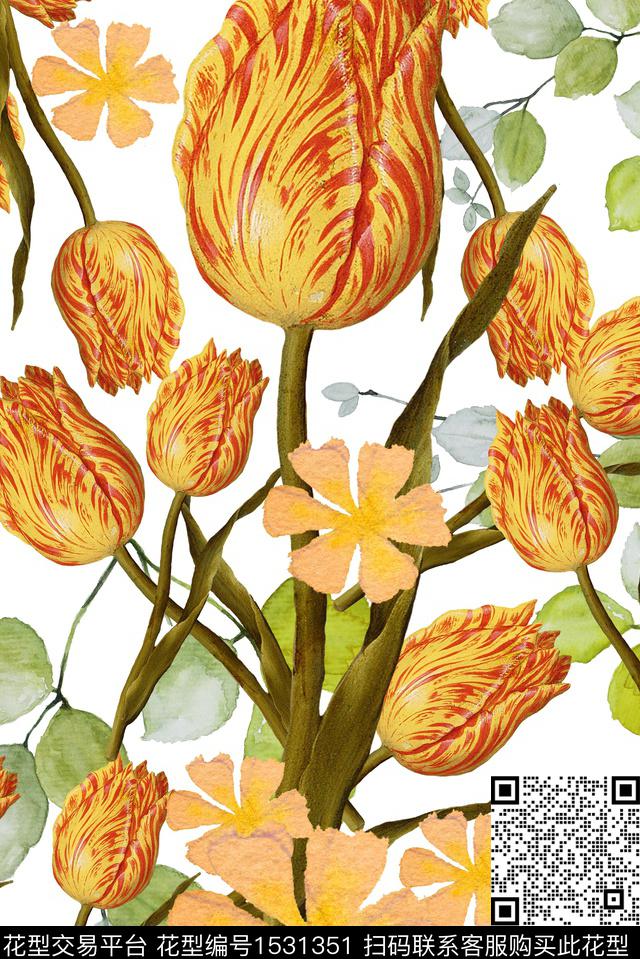 绿植树叶花卉数码华亿平台数码印花华亿平台下载（图片编号: 1531351） - 瓦栏（Walan）