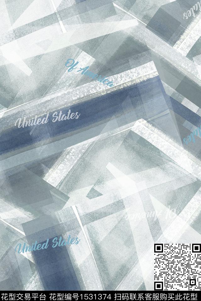 字母肌理几何数码印花华亿平台下载（图片编号: 1531374） - 瓦栏（Walan）