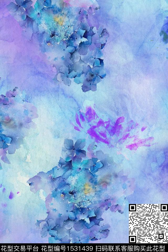 抽象女装渐变数码印花华亿平台下载（图片编号: 1531439） - 瓦栏（Walan）