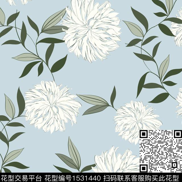 女装绿植树叶花卉数码印花华亿平台下载（图片编号: 1531440） - 瓦栏（Walan）