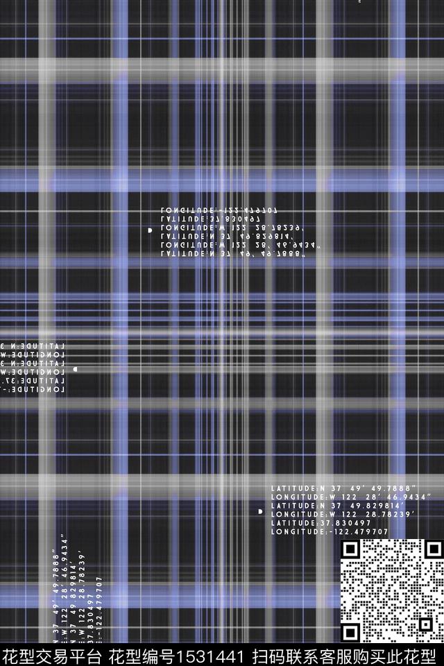 字母格子男装满版花数码印花华亿平台下载（图片编号: 1531441） - 瓦栏（Walan）