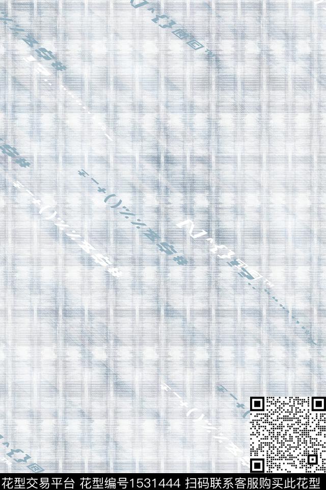 字母格子男装满版花数码印花华亿平台下载（图片编号: 1531444） - 瓦栏（Walan）