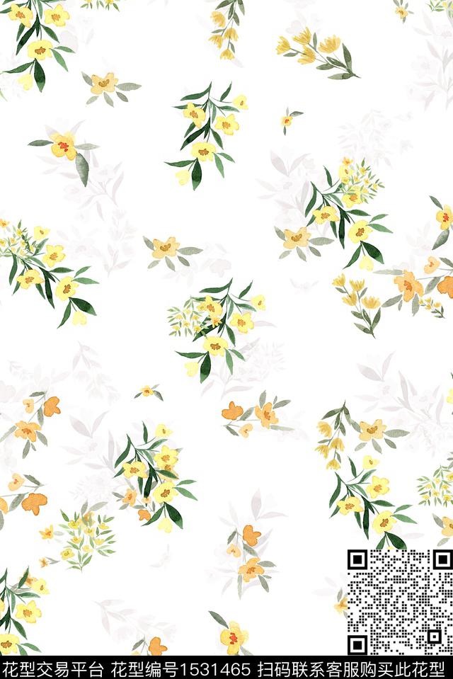 抽象花卉满版散花数码印花华亿平台下载（图片编号: 1531465） - 瓦栏（Walan）