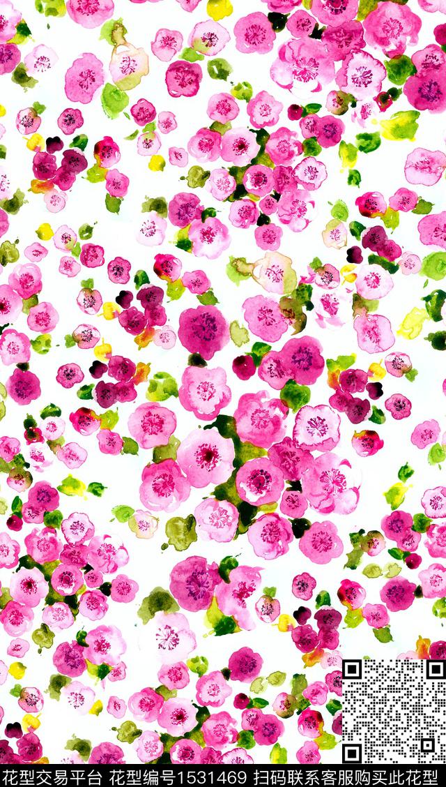 水彩水彩花卉抽象花卉数码印花华亿平台下载（图片编号: 1531469） - 瓦栏（Walan）