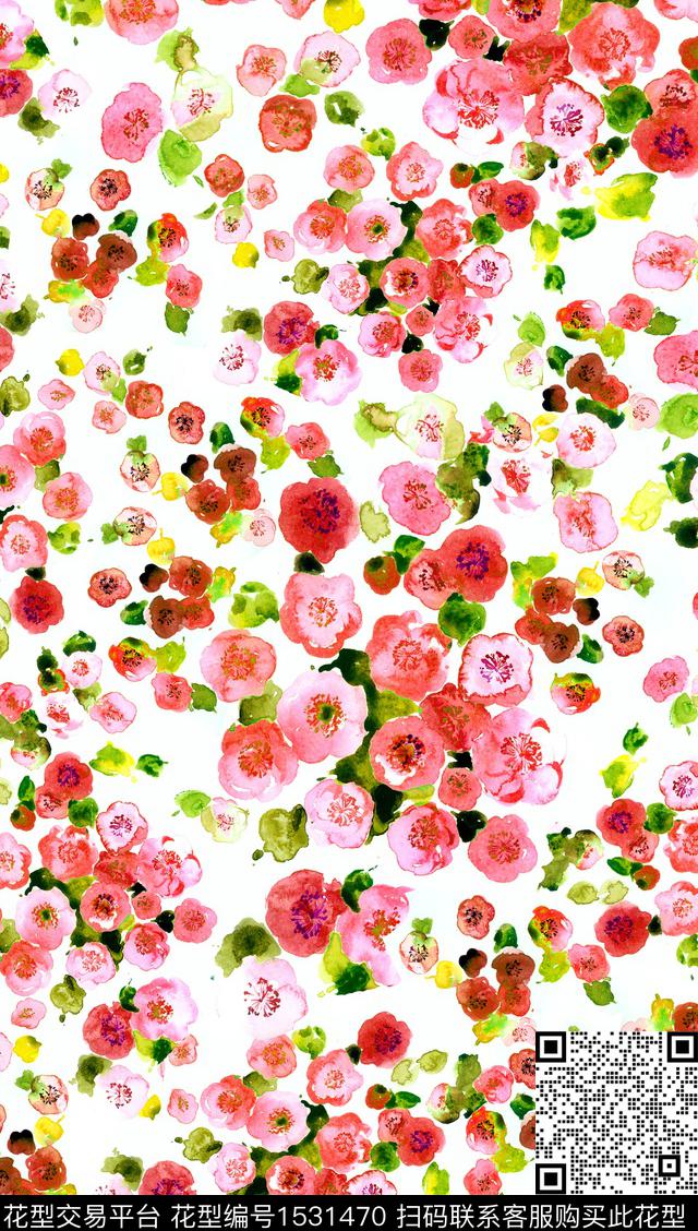 水彩水彩花卉抽象花卉数码印花华亿平台下载（图片编号: 1531470） - 瓦栏（Walan）