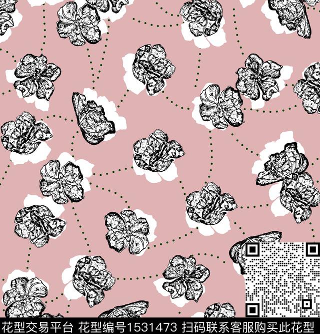 女装花卉连衣裙数码印花华亿平台下载（图片编号: 1531473） - 瓦栏（Walan）
