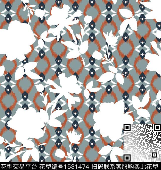 女装花卉连衣裙数码印花华亿平台下载（图片编号: 1531474） - 瓦栏（Walan）