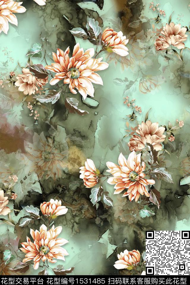 棉麻花卉绿植树叶数码印花华亿平台下载（图片编号: 1531485） - 瓦栏（Walan）