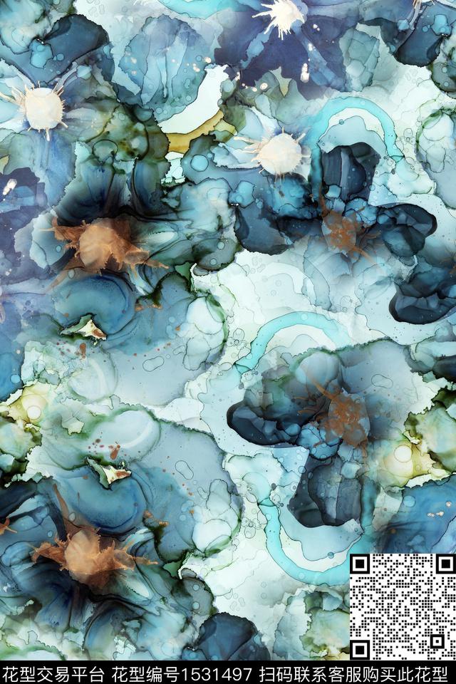 抽象肌理女装数码印花华亿平台下载（图片编号: 1531497） - 瓦栏（Walan）