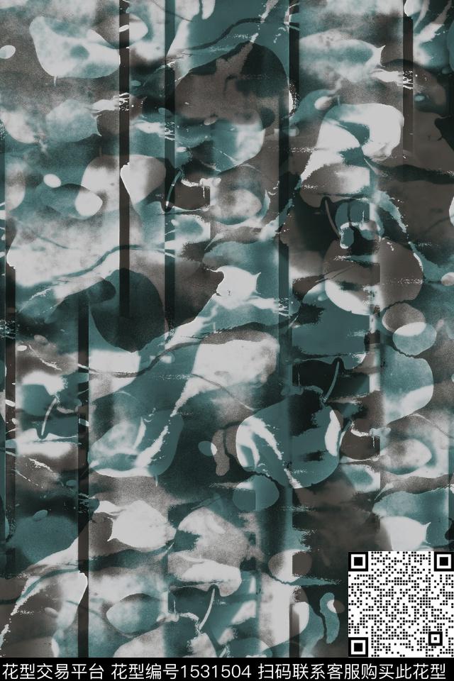 男装抽象衬衫数码印花华亿平台下载（图片编号: 1531504） - 瓦栏（Walan）