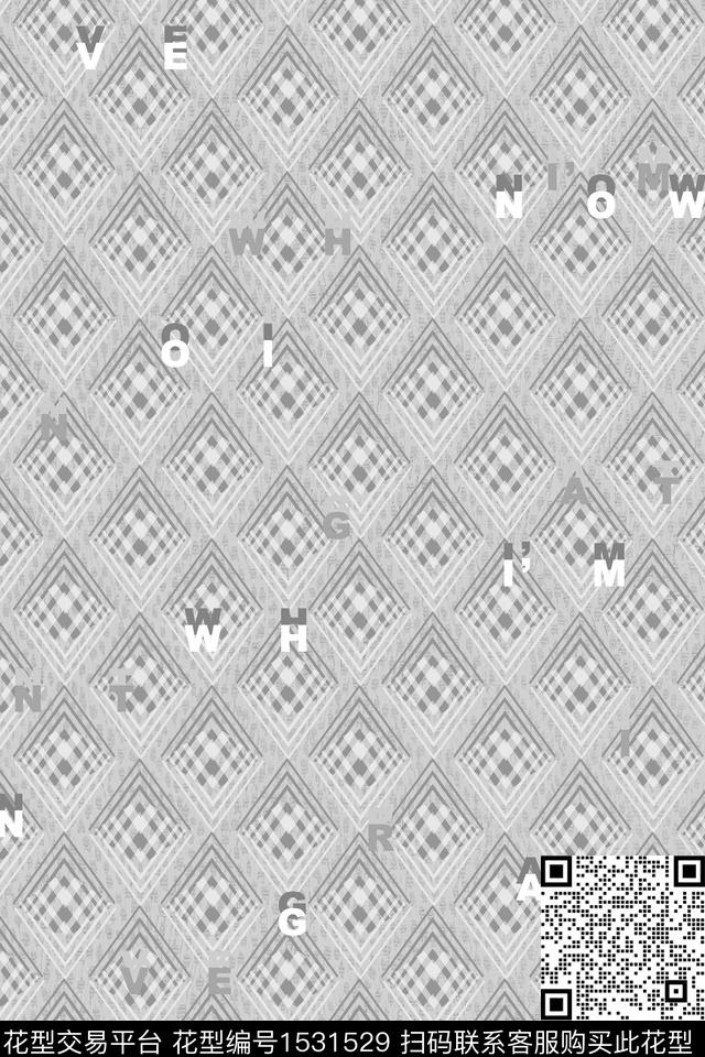 字母男装满版花抽象数码印花华亿平台下载（图片编号: 1531529） - 瓦栏（Walan）