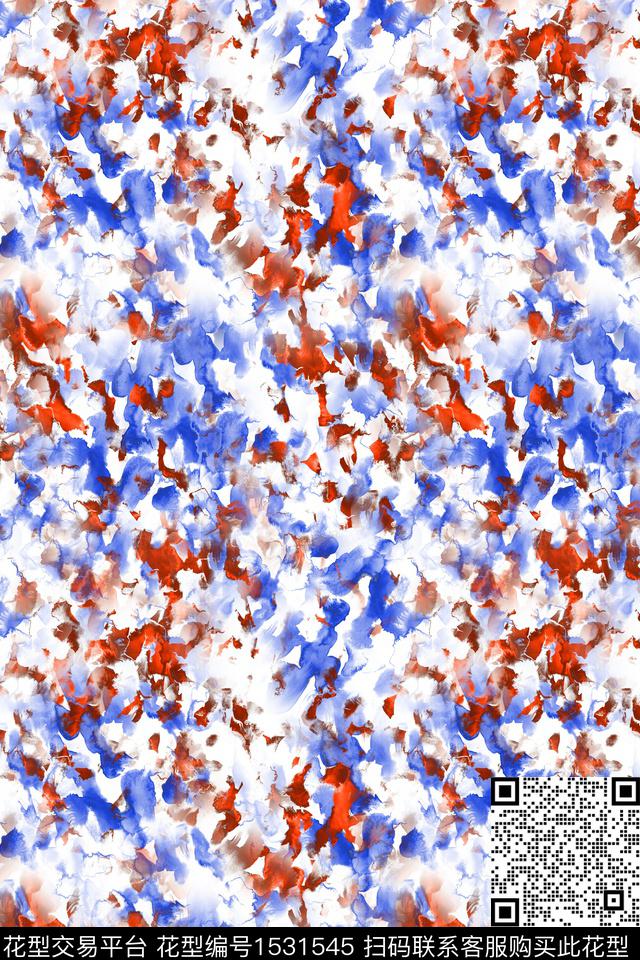 抽象女装水彩数码印花华亿平台下载（图片编号: 1531545） - 瓦栏（Walan）