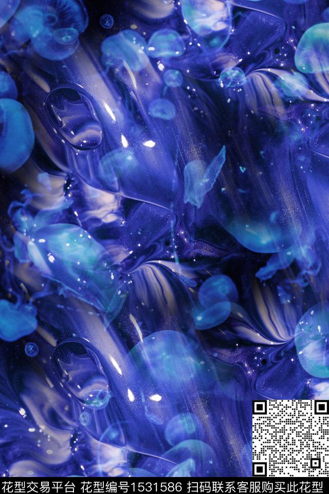 抽象水母数码华亿平台数码印花华亿平台下载（图片编号: 1531586） - 瓦栏（Walan）