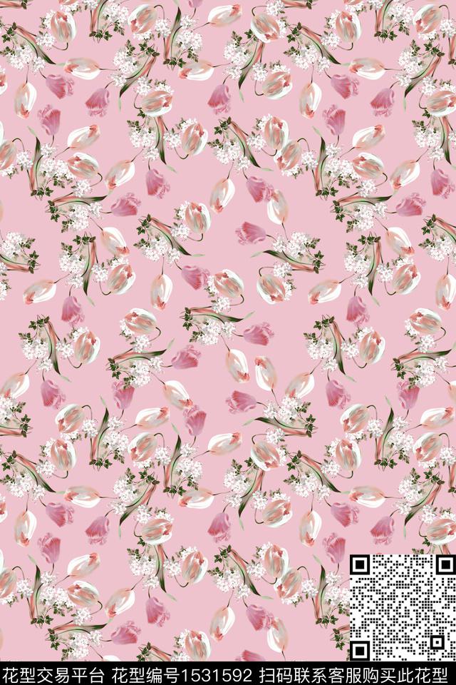春夏华亿平台水彩花卉花卉数码印花华亿平台下载（图片编号: 1531592） - 瓦栏（Walan）
