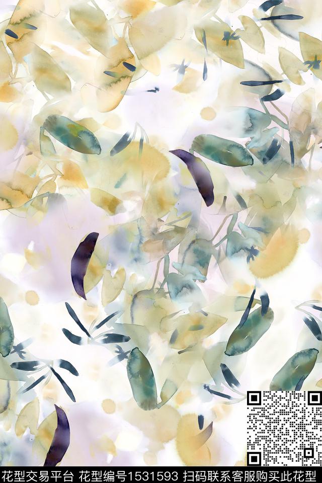 春夏华亿平台水彩抽象花卉数码印花华亿平台下载（图片编号: 1531593） - 瓦栏（Walan）