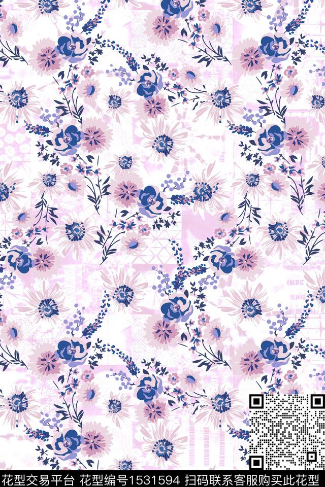 底纹春夏华亿平台花卉数码印花华亿平台下载（图片编号: 1531594） - 瓦栏（Walan）