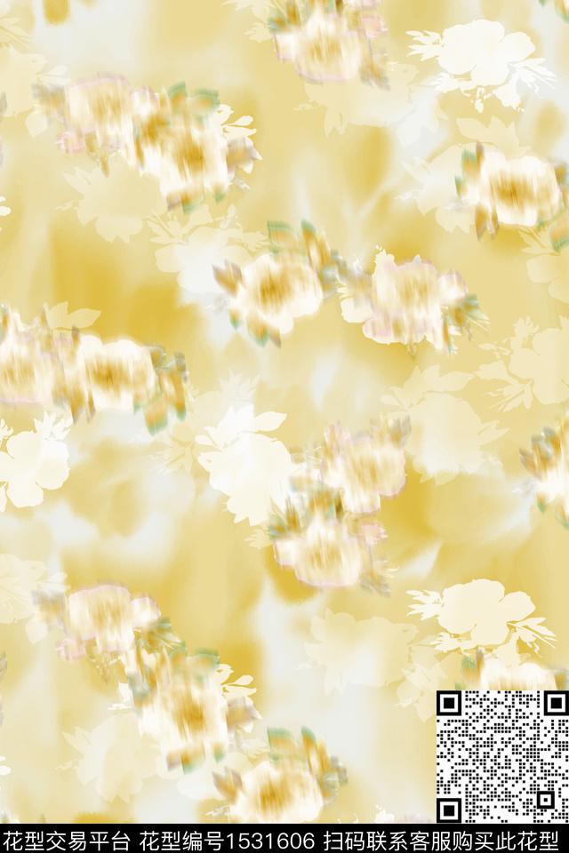 花卉朦胧底纹数码印花华亿平台下载（图片编号: 1531606） - 瓦栏（Walan）