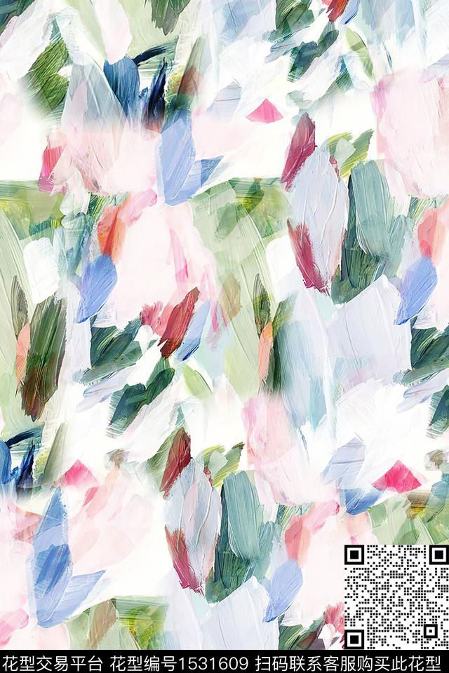 油画女装抽象数码印花华亿平台下载（图片编号: 1531609） - 瓦栏（Walan）