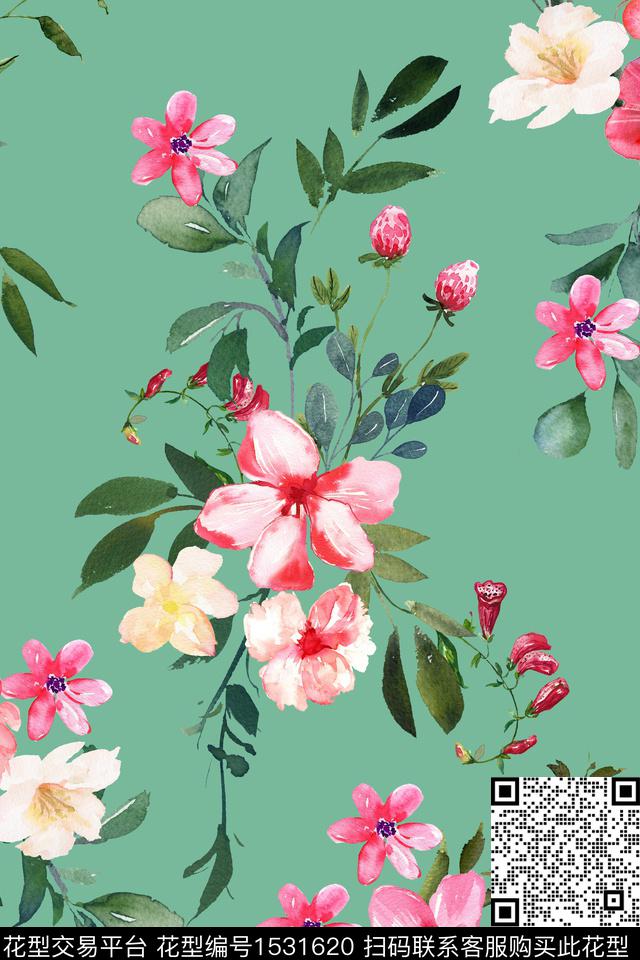 女装大花花卉数码印花华亿平台下载（图片编号: 1531620） - 瓦栏（Walan）