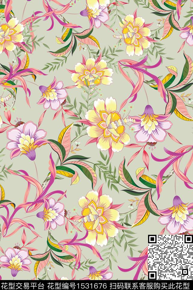 女装花卉小碎花数码印花华亿平台下载（图片编号: 1531676） - 瓦栏（Walan）