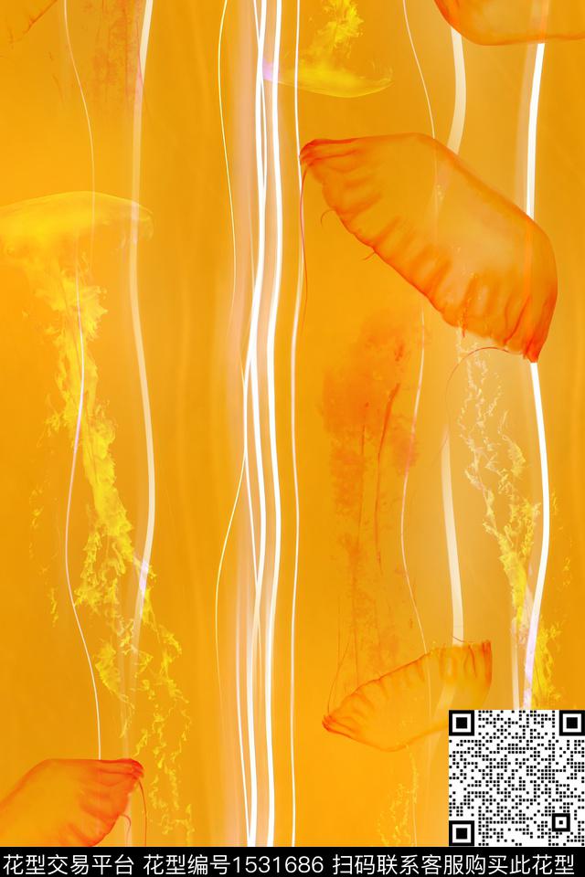 女装水母线条数码印花华亿平台下载（图片编号: 1531686） - 瓦栏（Walan）