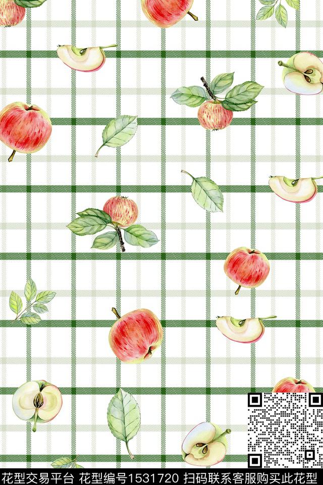 小清新女装格子数码印花华亿平台下载（图片编号: 1531720） - 瓦栏（Walan）