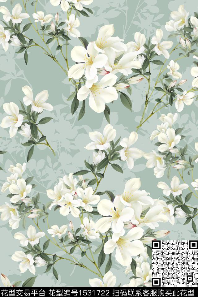影花女装花卉数码印花华亿平台下载（图片编号: 1531722） - 瓦栏（Walan）