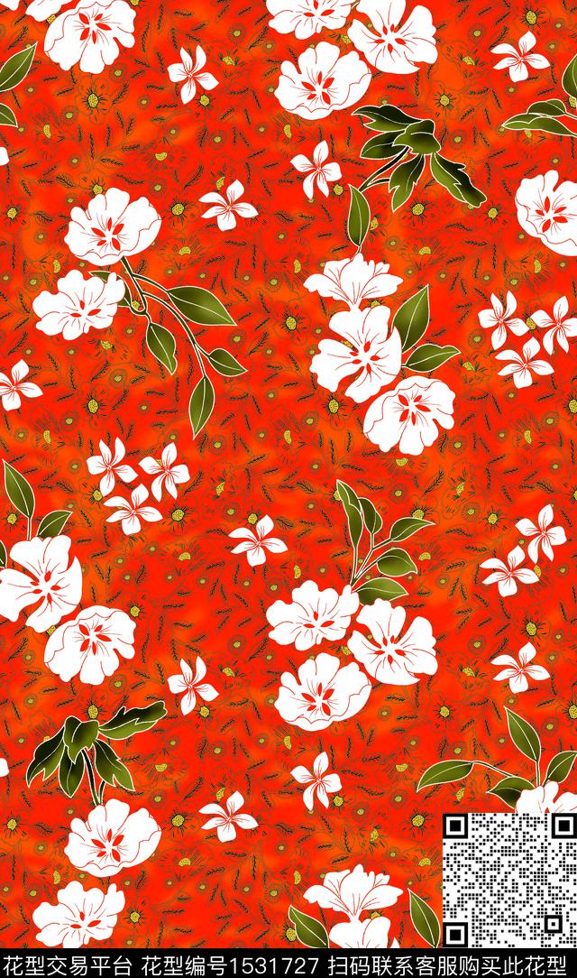 花卉迪拜花卉女装数码印花华亿平台下载（图片编号: 1531727） - 瓦栏（Walan）