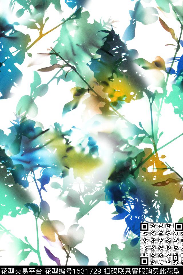 水彩抽象女装数码印花华亿平台下载（图片编号: 1531729） - 瓦栏（Walan）