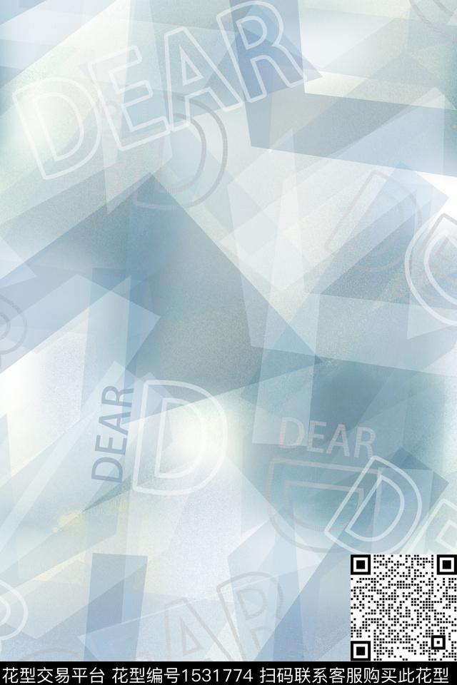 字母真丝抽象数码印花华亿平台下载（图片编号: 1531774） - 瓦栏（Walan）