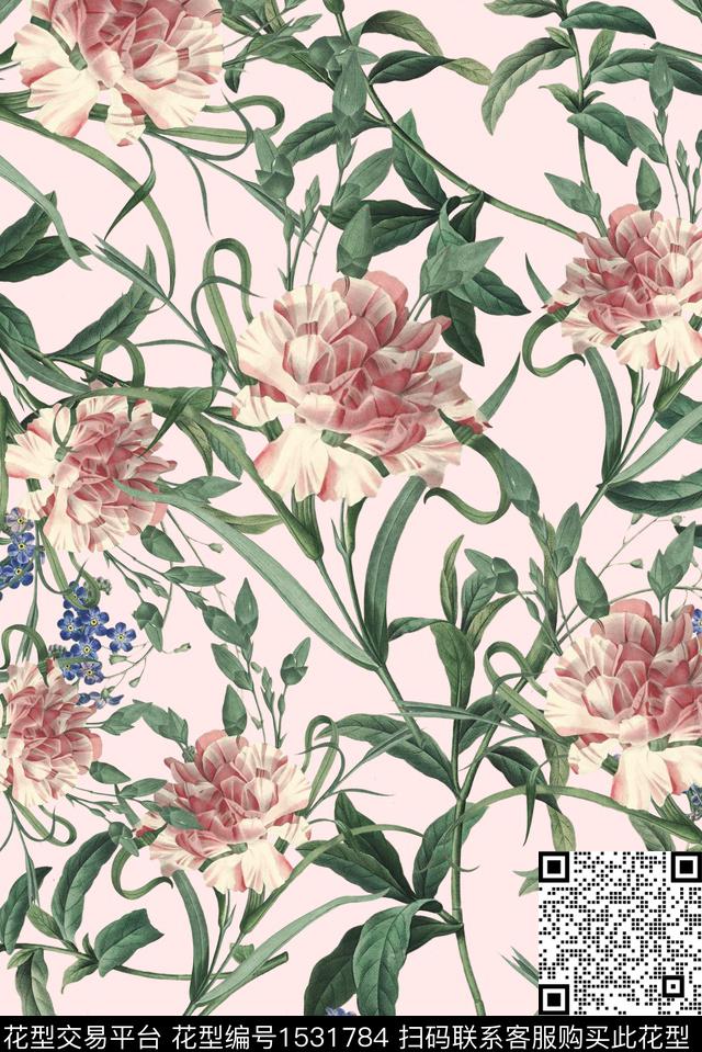 清爽绿植树叶花卉数码印花华亿平台下载（图片编号: 1531784） - 瓦栏（Walan）