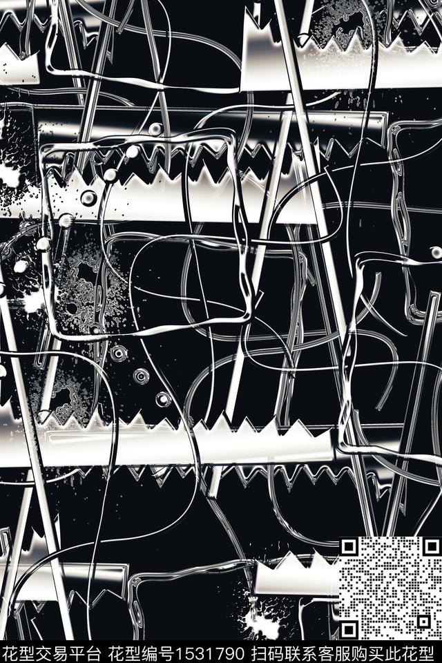 休闲抽象男装家居服数码印花华亿平台下载（图片编号: 1531790） - 瓦栏（Walan）