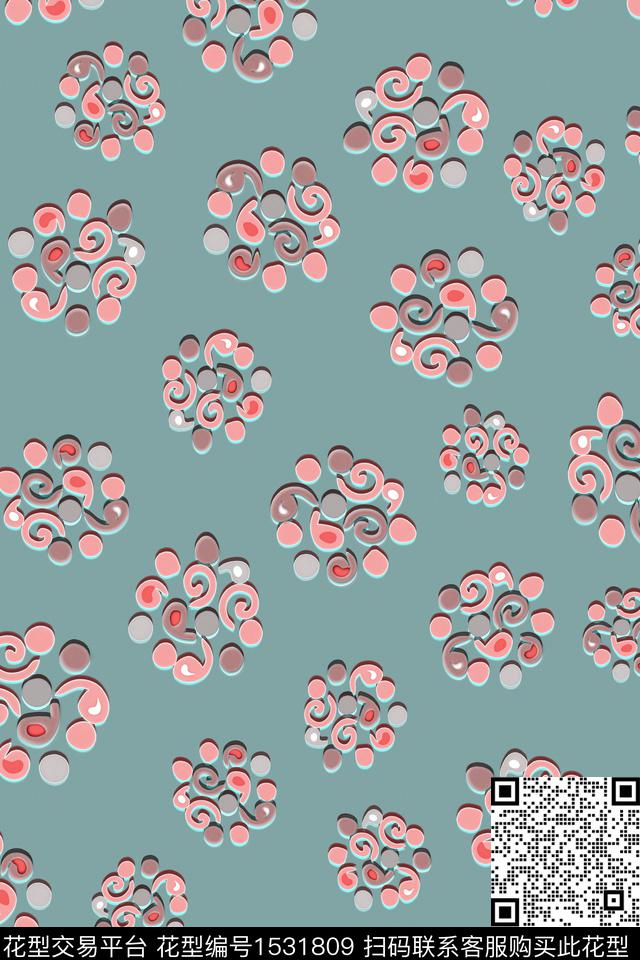 女装抽象时尚数码印花华亿平台下载（图片编号: 1531809） - 瓦栏（Walan）