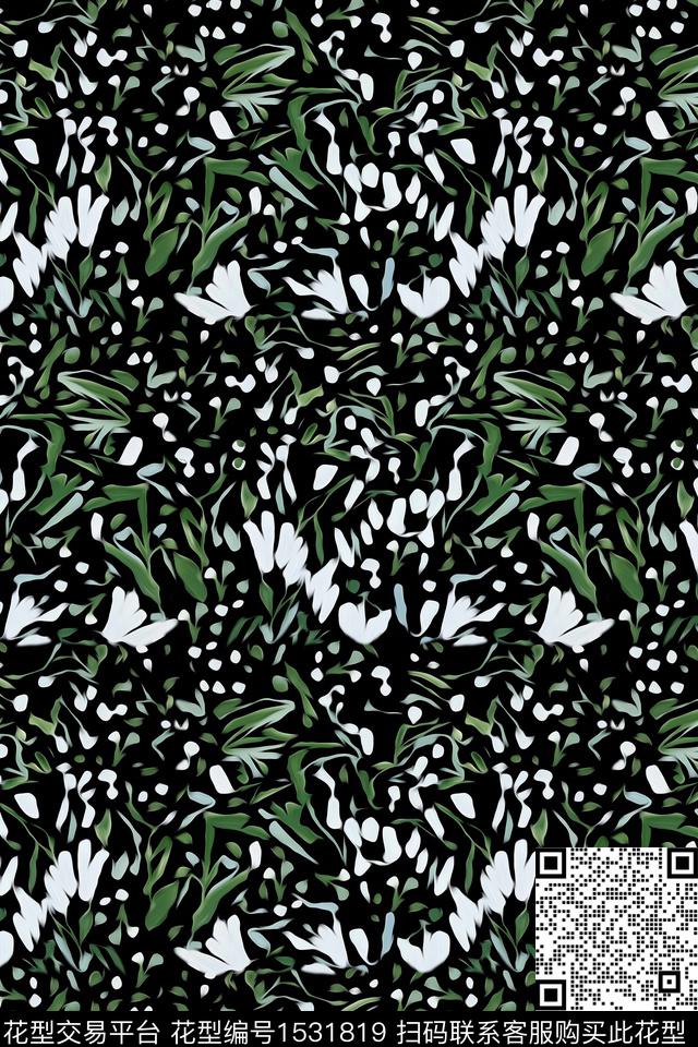 抽象花卉女装抽象数码印花华亿平台下载（图片编号: 1531819） - 瓦栏（Walan）